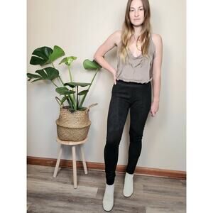Anthropologie La Fee Verte Suede Leather Leggings Black XS